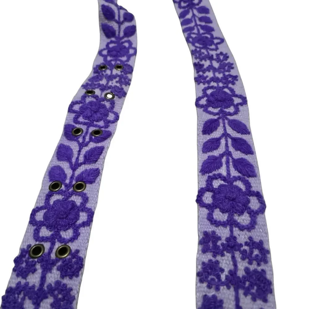 Nwt Madeline Parks Eliza Embroidered Belt Purple Large